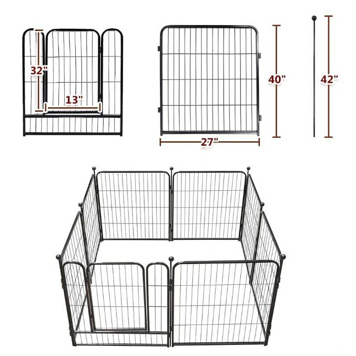 PawGiant Dog Pen 8 Panels 40" Height RV Dog Fence Outdoor Playpens Exercise Pen for Dogs Metal Protect Design Poles Foldable Barrier with Door