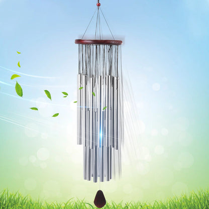 Home 27 Silver Tubes Wind Chimes Church Bells Hanging Decorations