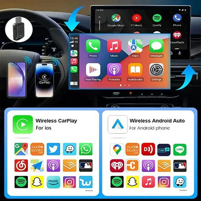 iMars Wired To Wireless Carplay Converter 4.2 Bluetooth Wireless CarPlay Adapter 2.4GHz+5.8GHz Dual-Band Low Latency Plug & Play Supports OTA Upgrades