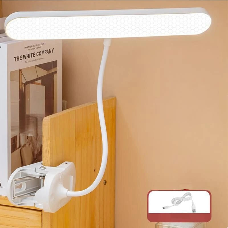 LED Clip-On Desk Lamp 4000mAh Battery Rechargeable 3 Color Temperatures Dimmable Flexible Gooseneck USB Powered