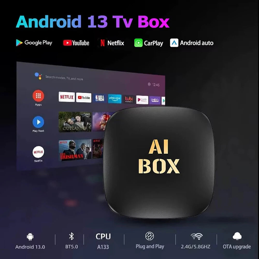 Car Video CarPlay Ai Box Android13 Wired with Wireless Carplay Converter CarPlay Android Auto Adapter Aibox Smart Carplay Box