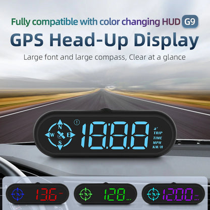 G9 Auto HUD GPS Head Up Display Car Gauge Speedometer With Compass Clock Driving Distance Security Alarm Electronic Accessories
