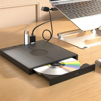 7 in 1 External CD/DVD Drive CD Burner with 2 USB/Type-C Ports USB 3.0 Portable CD/DVD Burner 1 TF/SD Card Slots Optical Drives for Laptop PC DVD Burner