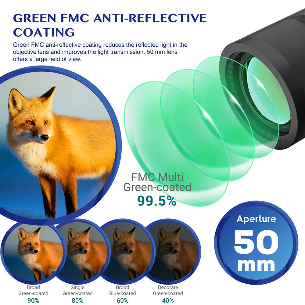 [EU Direct] AOMEKIE Powerful 10X50 Binoculars HD Military Marine Bird Watching Waterproof Telescope With Internal Rangefinder & Compass Telescope Night Vision Binoculos Teleskop AO3015B