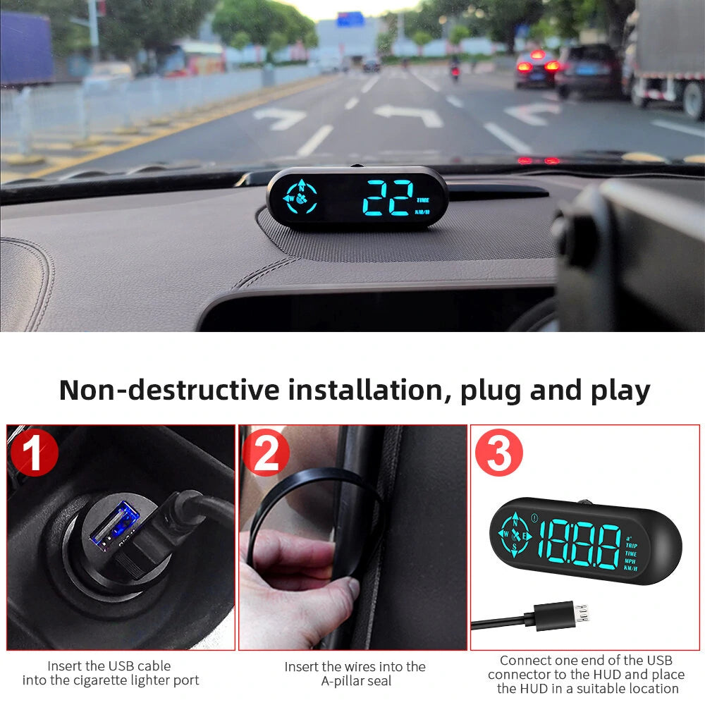 G9 Auto HUD GPS Head Up Display Car Gauge Speedometer With Compass Clock Driving Distance Security Alarm Electronic Accessories