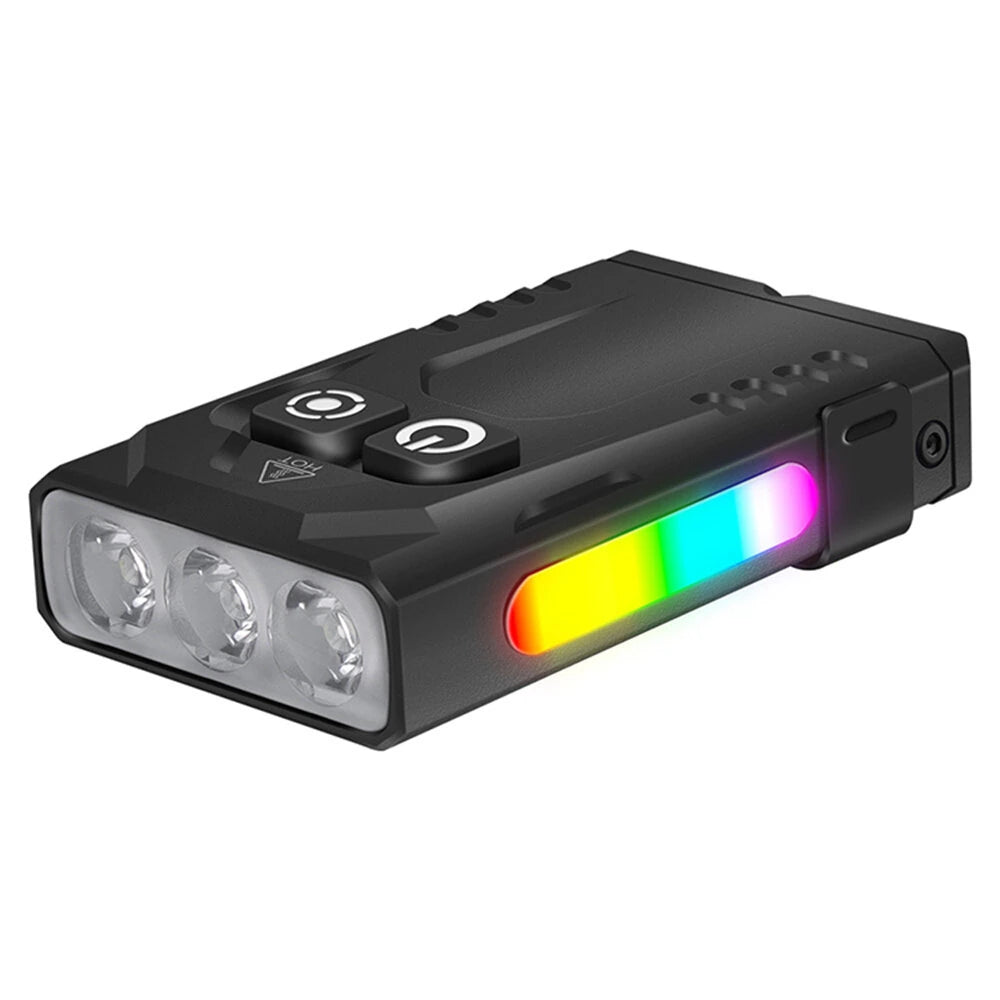 SEEKNITE EV15S 1000LM EDC Keychain Flashlight With 365nm UV Light Colored Sidelight Type-C Charging Super Bright Mini LED Torch Clip-on Light RGB Lamp Pocket Lantern