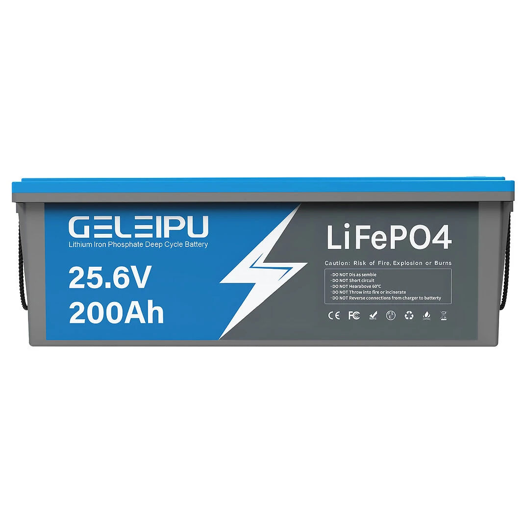 [EU Direct] GELEIPU 24V 25.6V 200Ah LiFePO4 Battery, 5120Wh Rechargeable Lithium Battery Built-in 100A BMS, Perfect for Trolling Motor Solar System
