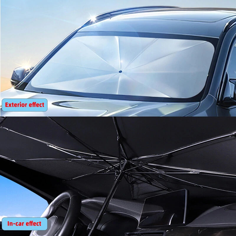 Car Windshield Shade Umbrella - Foldable Car Umbrella Sunshade Cover UV Block Car Front Window Heat Insulation