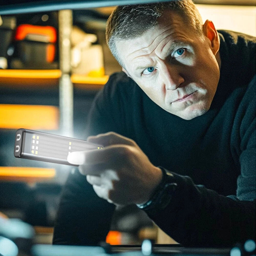 Portable LED+COB Work Light Powerful Magnetic Long-Range Type-C Rechargeable Emergency Outdoor Solar-Powered High Brightness Repair Warning Lamp