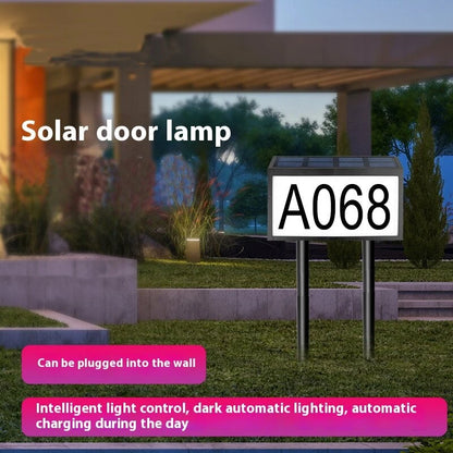 Solar Door Number Light Outdoor Wall-Mounted Ground Plug Road Sign Sensor Light LED House Number Address Indicator