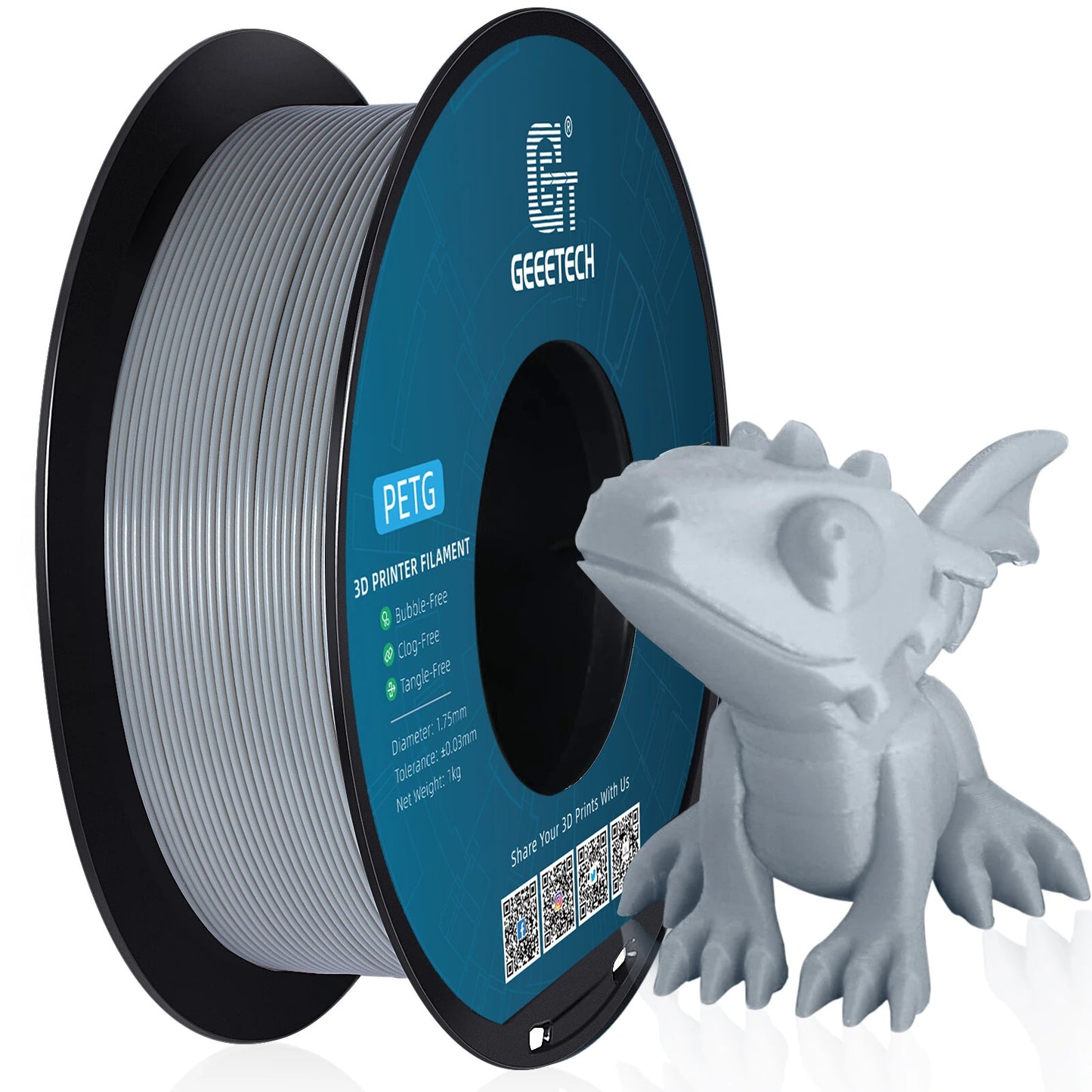 [EU/UK Direct]Geeetech PETG 3D Printer Filament 1.75mm 1kg/roll High Accuracy Clog-Free Bubble-Free Vacuum Sealed Compatible with FDM Printers
