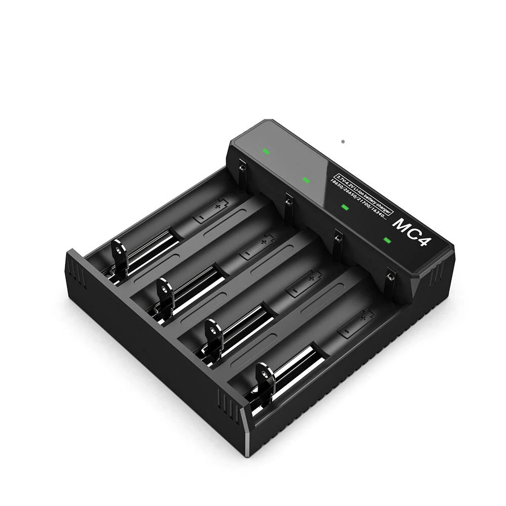 3.7V-4.2V LED Power Indicator TC/CC/CV 3Modes USB Rechargeable 4Slots Lithium Battery Charger 18650/26650/21700 Battery Charger