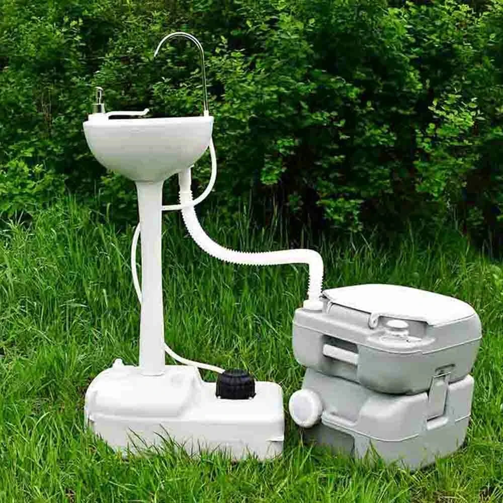 [EU Direct] CALTER Portable Outdoor Camping Toilet - Travel Toilet with Anti-leak Seal Ring, Enlarged Water Tank Capacity of 12L and Waste Tank of 20L for Travel & Emergency Use, C-CHEM-WC20-12