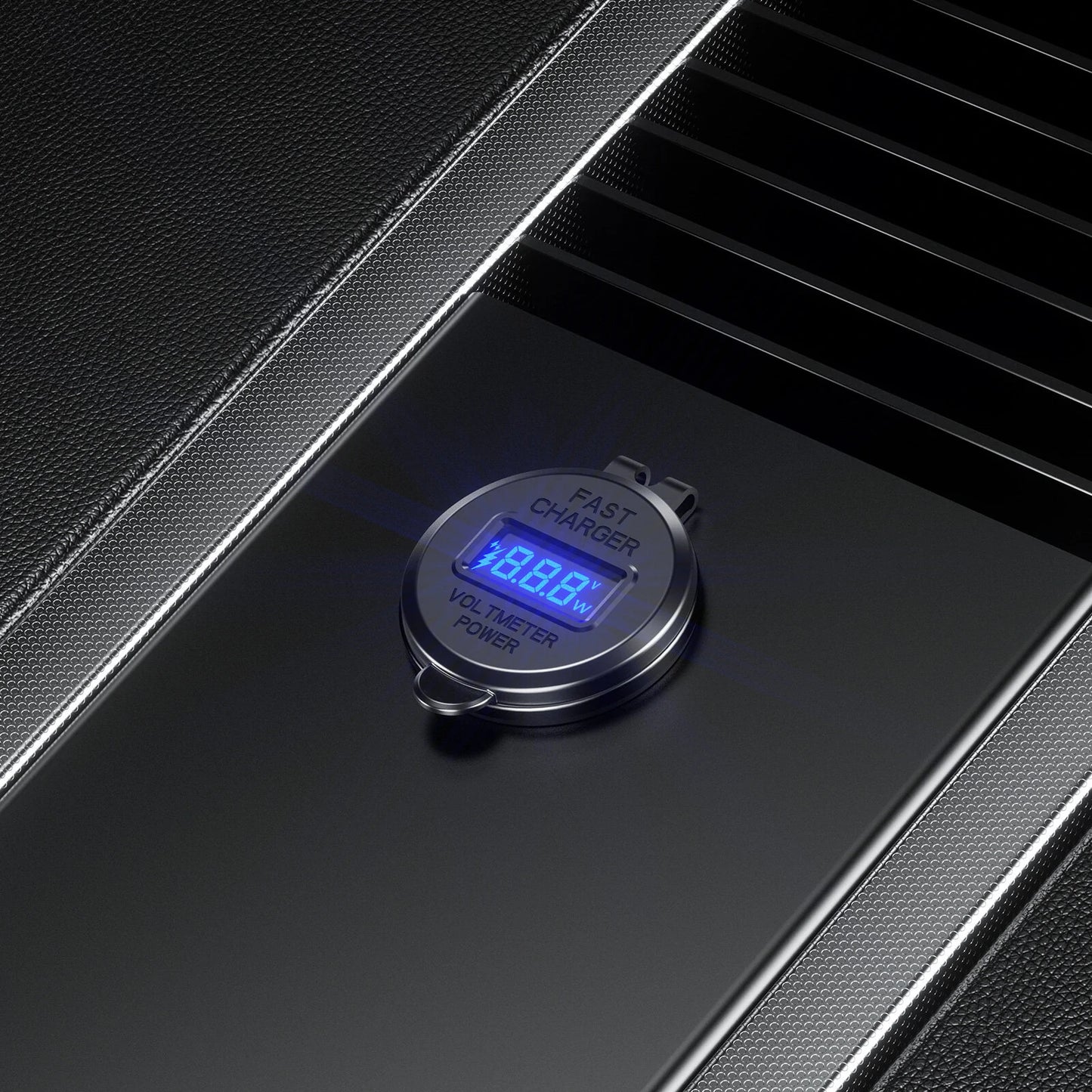 12-24V 63W Metal Car Charger Socket 45W PD + 18W QC3.0 with LED Voltage/Power Display ON/OFF Switch for SUV Motorcycle Truck Boat ATV