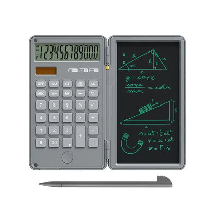 12 Digits Display Smart Calculator Handwriting Tablet Button Battery Solar Dual Power Supply Mini Scientific Calculator with Foldable Writing Tablet Financial Calculator Tablet Drawing Pad with Stylus Pen