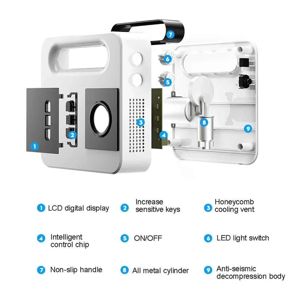 120W 12V Portable Corded Car Air Inflator Pump with LED Lighting  Automatic Tire Pumping with Intelligent Digital Display