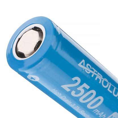 2Pcs Astrolux E1825 18A 2500mAh 3.7V 18650 Li-ion Battery Unprotected High Drain Rechargeable Lithium Power Cell For Astrolux Nitecore Lumintop Fenix Olight Flashlights RC Toys