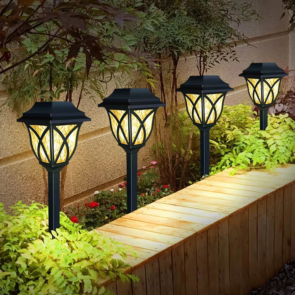 2pcs LED Solar Lawn Lights Outdoor Waterproof Garden Decoration Lamp For Walkway Path Villa Yard Driveway