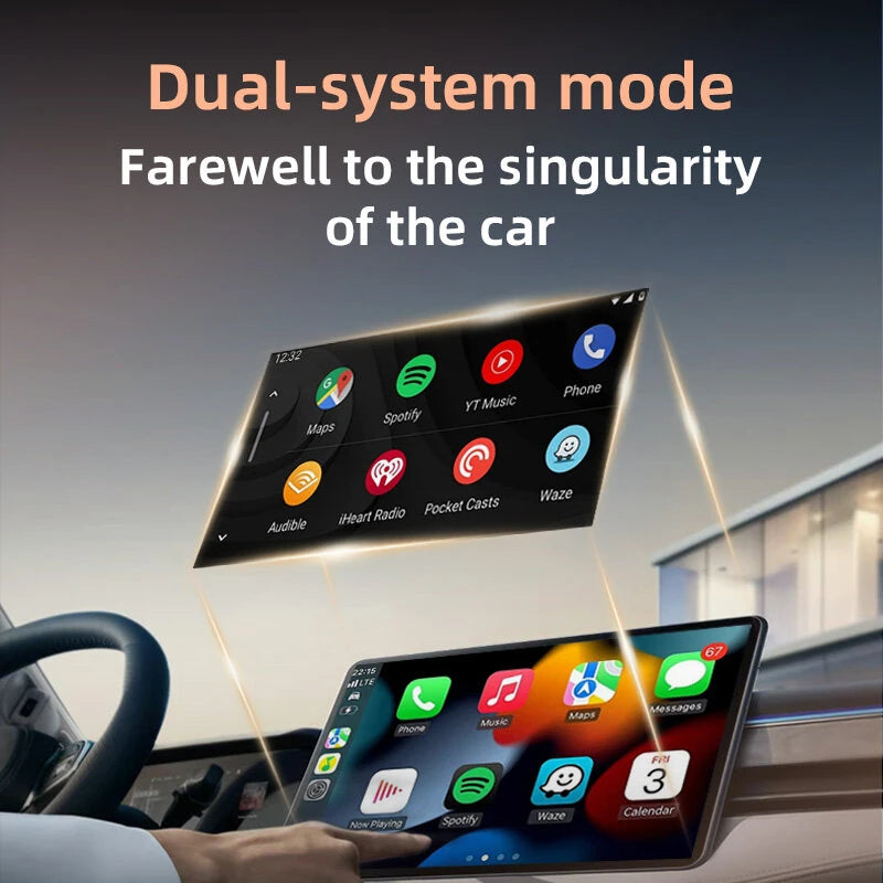 BABAOLONG Smart Car Connected Box Wireless Android Auto CarPlay BT 4.2 Chip 5.8GHz Dual-Band SOC Compact Plug and Play Hidden USB Design Safe Driving Voice Assistant