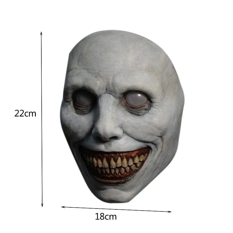 LED Creepy Halloween Cosplay Mask Smiling Demons Horror Masks White Eyed Demon Mask Halloween Party Cosplay Props
