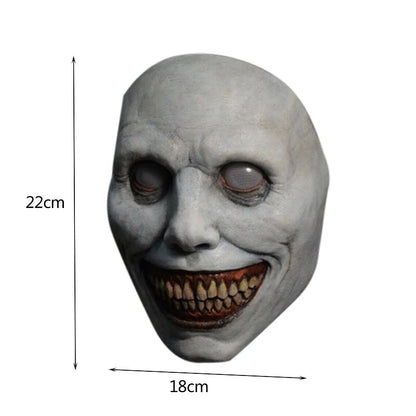 LED Creepy Halloween Cosplay Mask Smiling Demons Horror Masks White Eyed Demon Mask Halloween Party Cosplay Props