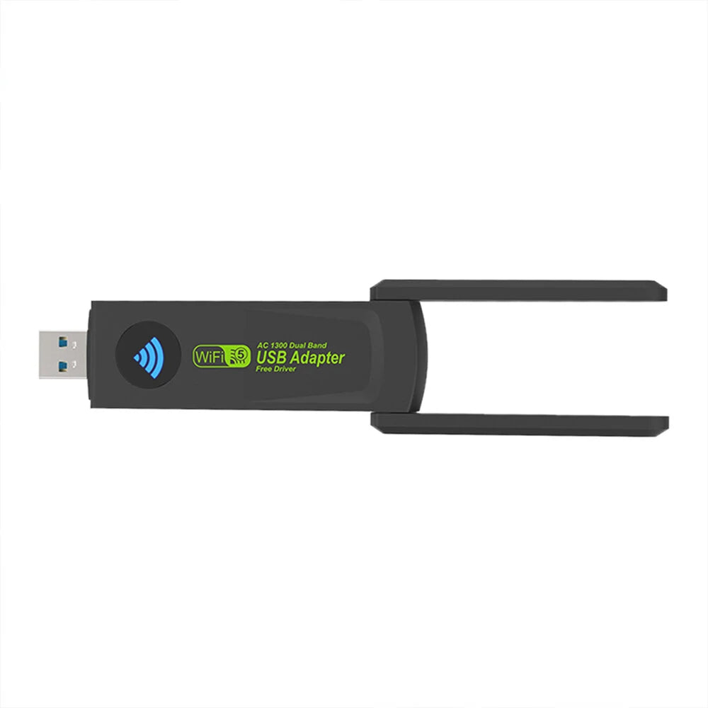 1300Mbps 2.4G/5G Dual Band USB3.0 WiFi Adapter Wifi Dongle USB Network Card Free Driver with External High Gain Dual Antenna for PC Laptop Computer
