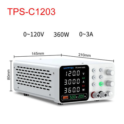 WAMPTEK Adjustable DC Power Supply TPS-C3010 150W 300W 320W 360W 0-160V Regulated Power Supply USB Fast Charge Overcurrent Protection Digital Display