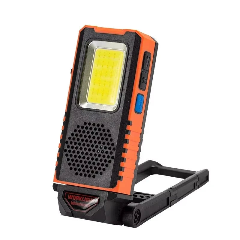 WK05 LED COB Work Light Bluetooth Speaker USB Rechargeable Work Lights with Magnetic Base Bluetooth-compatible Speaker LED Flashlight Inspection Power Bank Lights