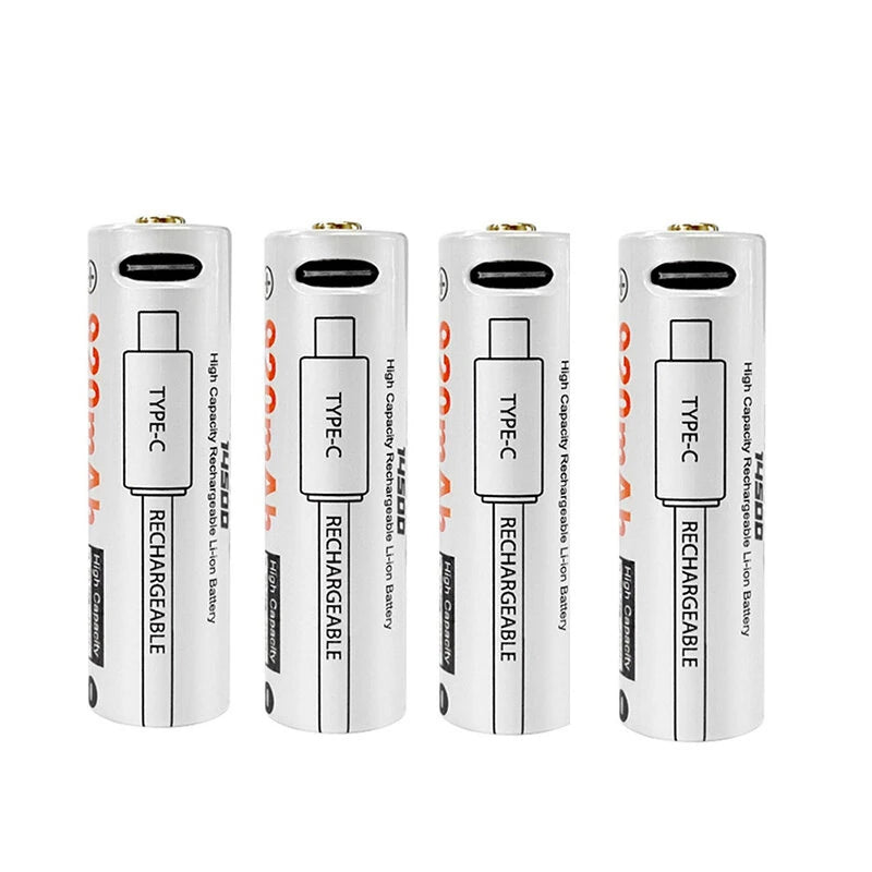 4Pcs Lumintop 14500 Lithium Battery with TYPE-C Direct Charging Port 3.7V/3.4wh 920mAh Rechargeable Cell For Flashlights, RC Toys, Home Tools