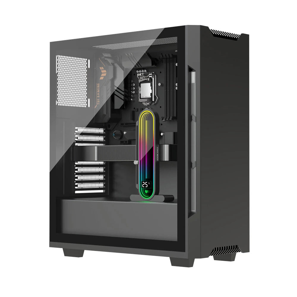 COOLMOON GH3Pro Temperature Display Magnetic Graphic Card Holder Support 5V ARGB Sync Vertical GPU Holder Aluminum Alloy Stand Bracket for Desktop Computer