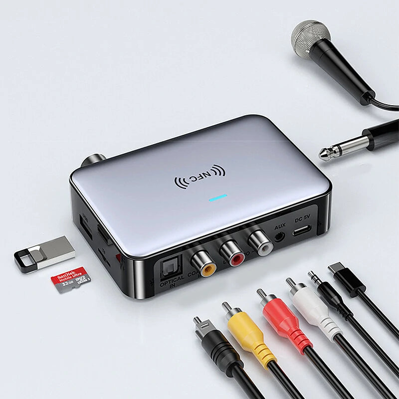 M16 Pro bluetooth Audio Receiver Transmitter NFC Stereo 3.5mm AUX Jack Optical Coaxial RCA Wireless Audio Adapter + Microphone Sing for TV