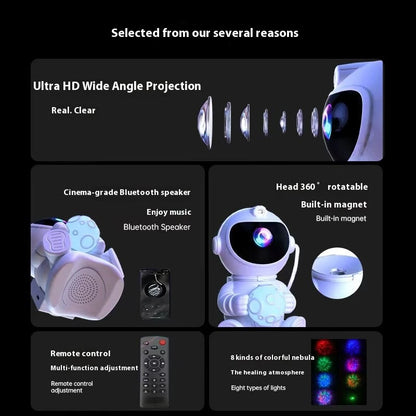 LED Astronaut Projection Lamp With Bluetooth Speaker Rocket Astronaut Starry Sky Lamp Atmosphere Lamp Night Lamp Gift Ornaments