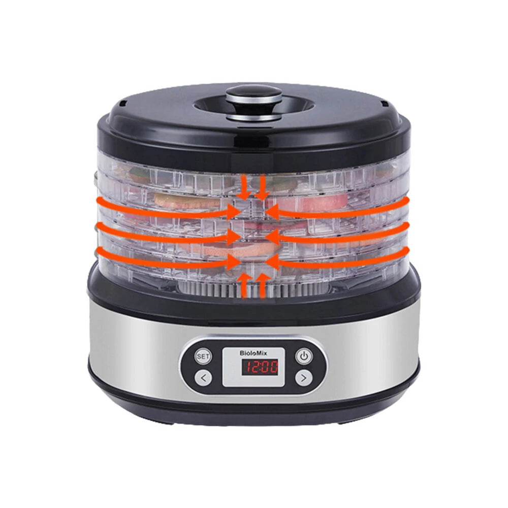 [EU Direct] BioloMix 6 Trays Food Dehydrator Fruits Dryer with Digital LED Display For Jerky, Herbs, Meat,Vegetable
