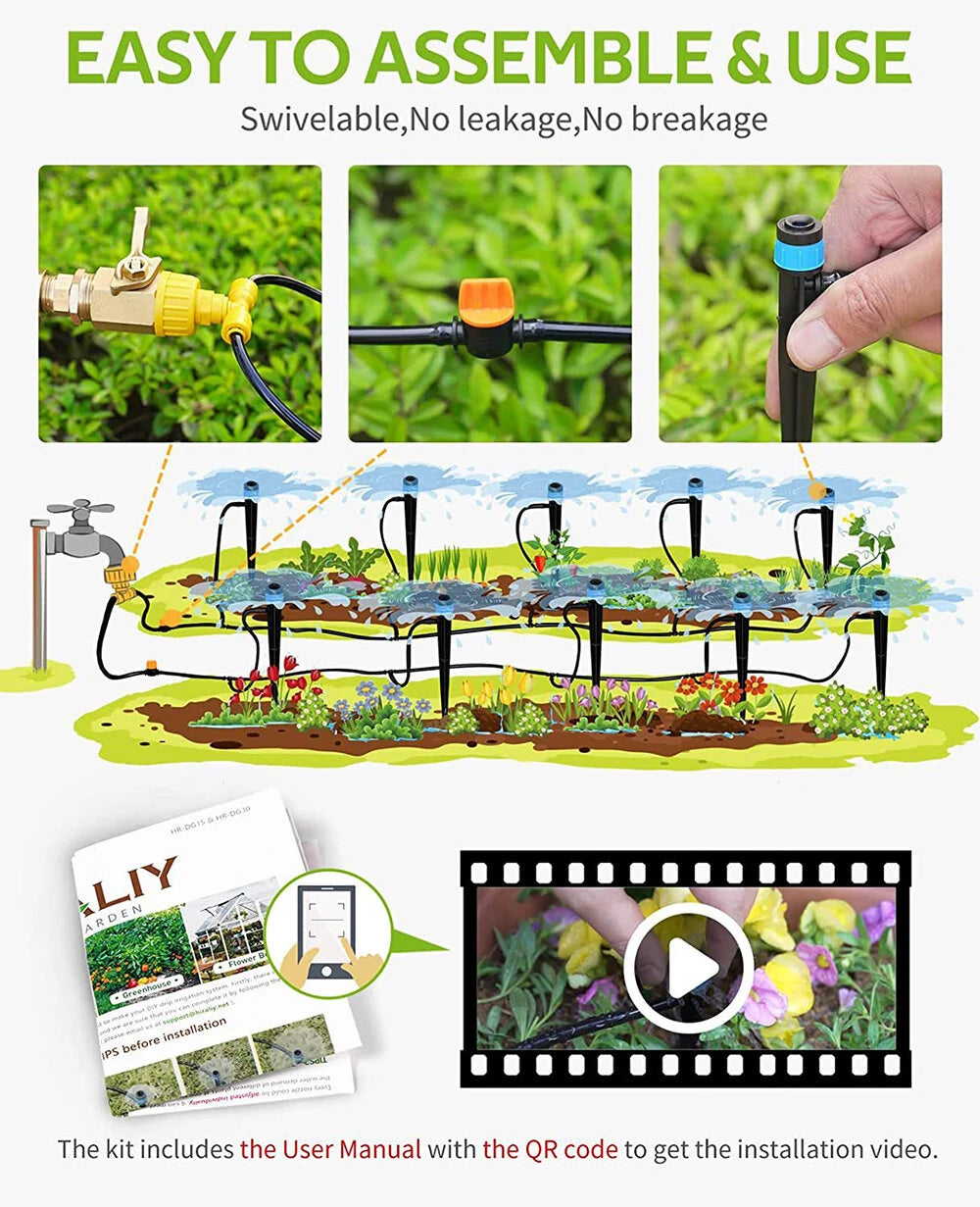 28m DIY Garden Flowering Water Dripping Spraying Irrigation System Greenhouse Planting