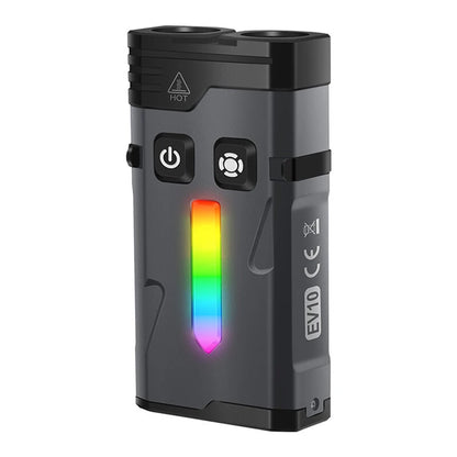 SEEKNITE EV10 1100LM EDC Keychain Flashlight Polypan-RGB Flash Color Clip-on Light Type-C Rechargeable Mini Portable Magnetic Flash Lights for Signaling Cycling Outdoor or Indoor Use