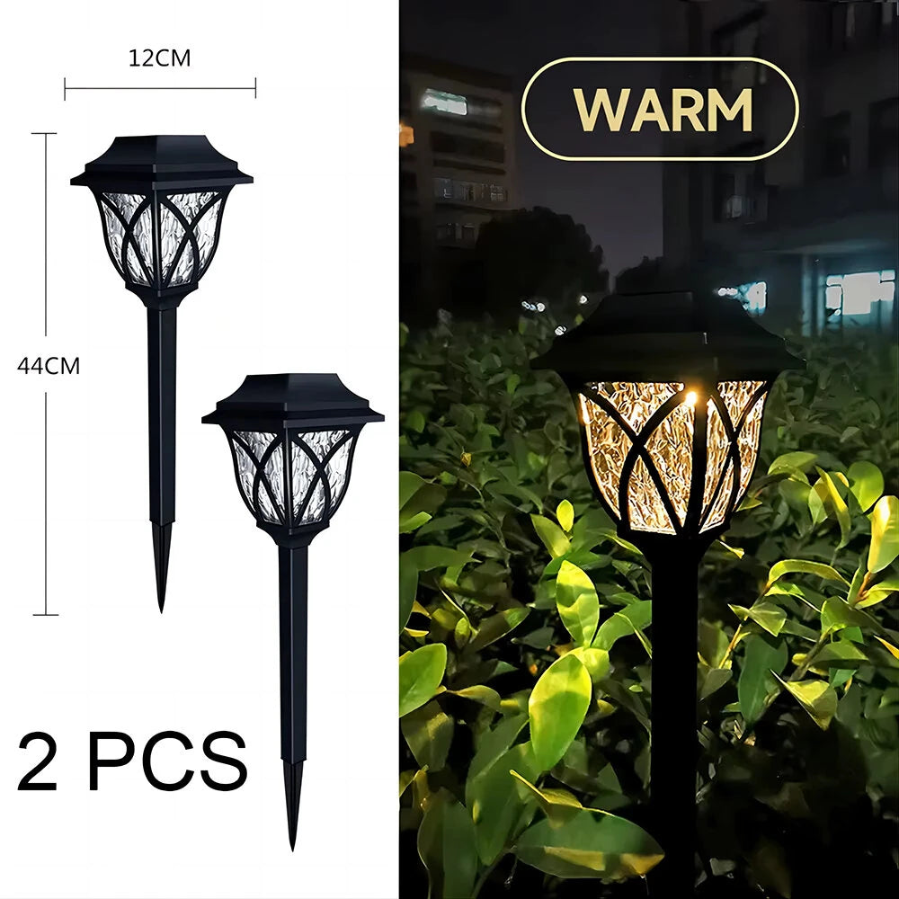 2pcs LED Solar Lawn Lights Outdoor Waterproof Garden Decoration Lamp For Walkway Path Villa Yard Driveway