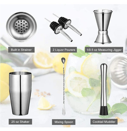 Professional Bar Cocktail Shaker Set Stainless Steel 750ml 550ml Mixer Accessories Bartender Kit