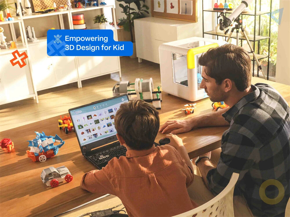 [EU/US Direct]AOSEED X-MAKER Children's 3D Printer High Precision 0.1/0.05mm Ultra Silent Wireless Smart One-Press Printing WiFi USB Safe Enclosed Design with 4er Colorful PLA Filament Set