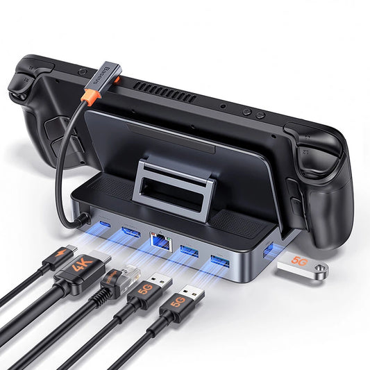 Baseus 6-in-1 Type-C Hub Steam Deck Docking Station with USB3.0*3 / PD100W Type-C / 1000M RJ45 / 4K@60Hz HD Multi-ports Splitter Adapter for Steam Deck Phone Laptop XIAOMi HUAWEI