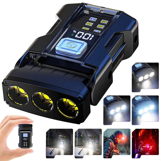 Bikight COB+SMD LED Super Bright Flashlight USB Charging Portable Camping Lantern Power Display Mini Emergency Lantern for Night Running