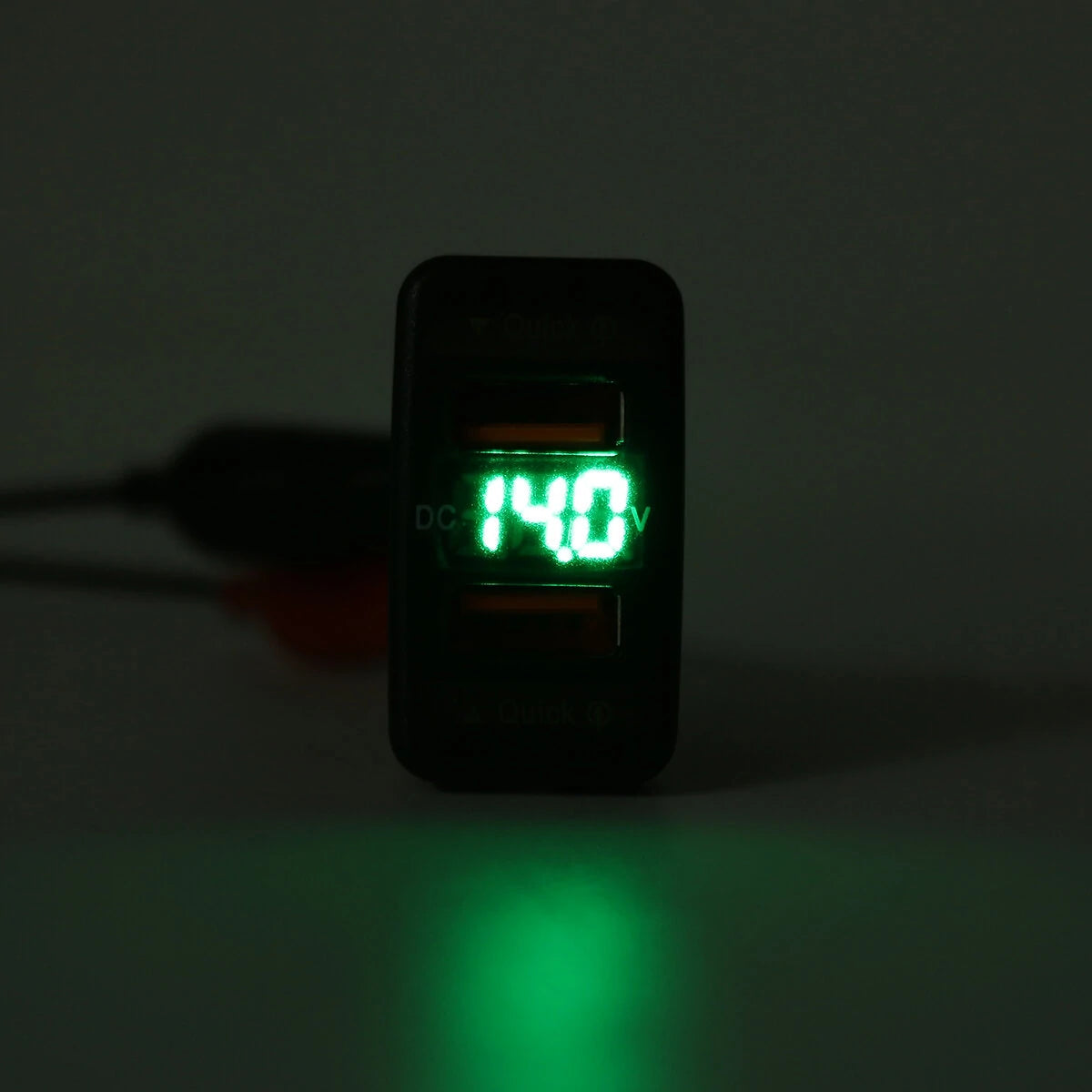 Dual USB QC Car Charger Socket Power Adapter With 12-24V Voltmeter LED Car Accessories 40mm*22mm For Toyota Quick Charge For Mobile Phone