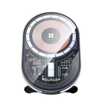 Mcdodo 15W Magnetic Wireless Charger Car Mount PD3.0 QC3.0 Fast Charging Transparent 360 Rotation Breathing Light