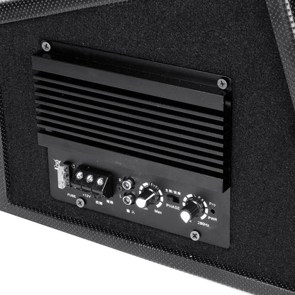 W10 Car Active Audio Stereo Subwoofer Powered Amplifier Enclosure Speaker With Wire 1100W 12V