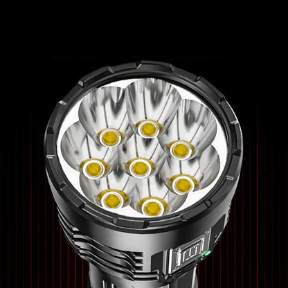 TANJE 8*P900+COB Super Bright Type-C Rechargeable ABS Housing Flashlight with 18650 Battery COB Side Light 500m Long Range Powerful LED Torch Camping Lantern