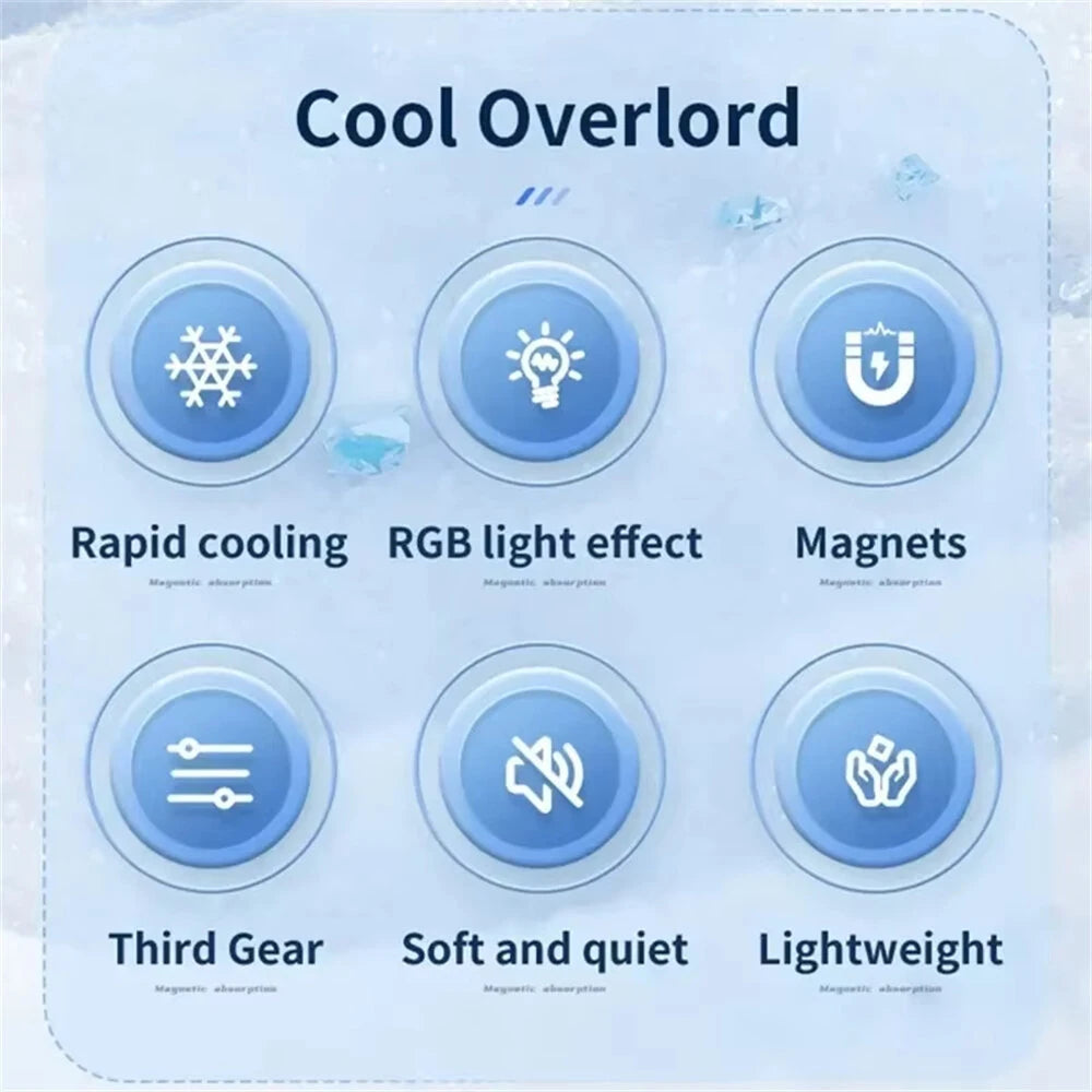 2-in-1 Magnetic Mobile Radiator Cooling Fan for iPhone Tablet Galaxy Huawei Mobile Phone Tablet Computer General Game Cooling