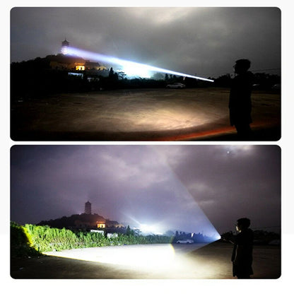 30W White-Light LED Flashlight Tactical Telescopic Zoom Flashlight Band Color Night Light Long Range Outdoor Strong Light