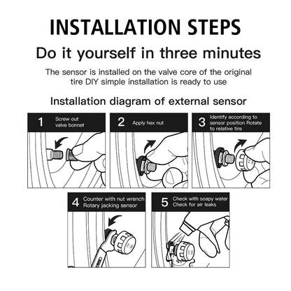 Solar Charging TPMS Car Tire Pressure Monitoring System Digital LCD Display Four-wheel Pressure Real-time Monitorings