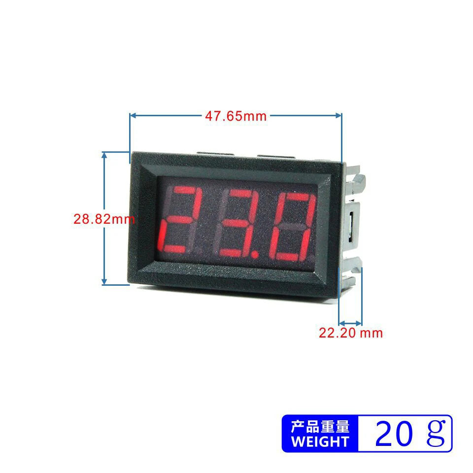 0.56 Inch Mini Digital LCD Indoor Convenient Temperature Sensor Meter Monitor Thermometer with 1M Cable -50-120 DC 5-12V