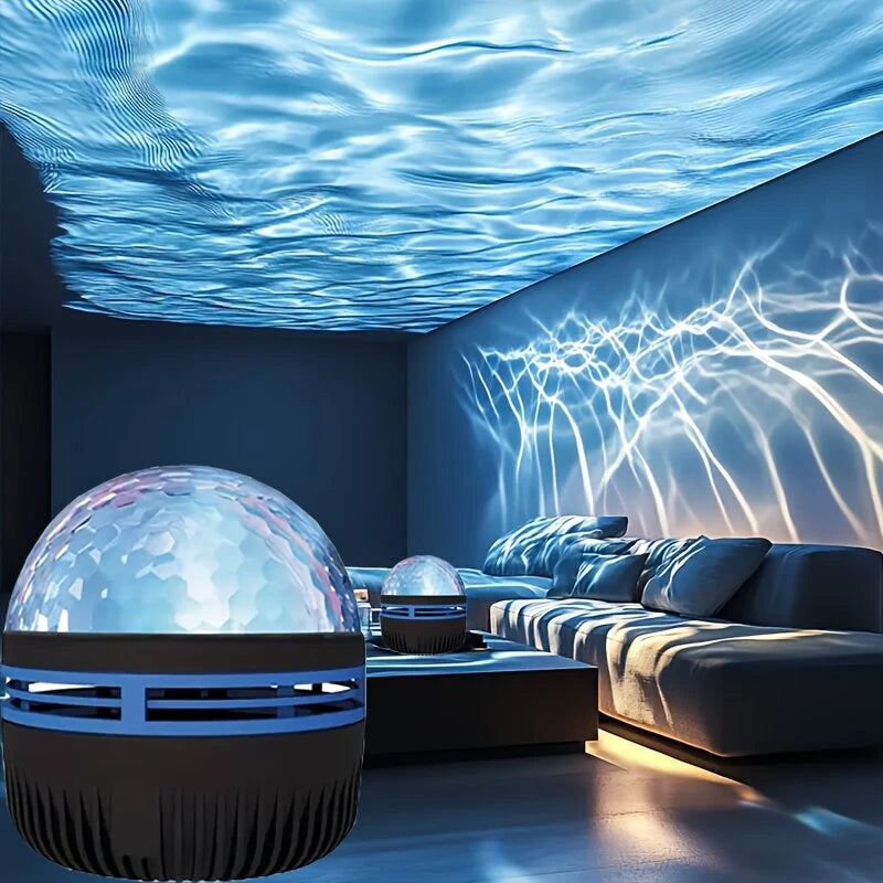 LED Ocean Wave Projector LED Night Light USB Rechargeable Ripple Atmosphere Lamp for Bedroom, Home Theater, Room Decoration, Holiday Gift, Wedding