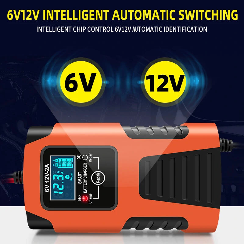 Fully Automatic Smart Car Battery Charger with LCD Display For 6V/12V 2AH-20AH Application Of Lead Acid Battery